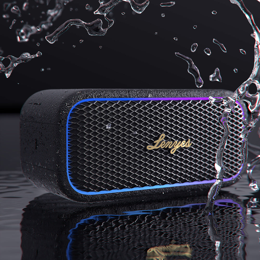 Lenyes S891 RGB Işıklı Taşınabilir Su Geçirmez OTG-TWS Bluetooth Hoparlör v5.3 80W Bej