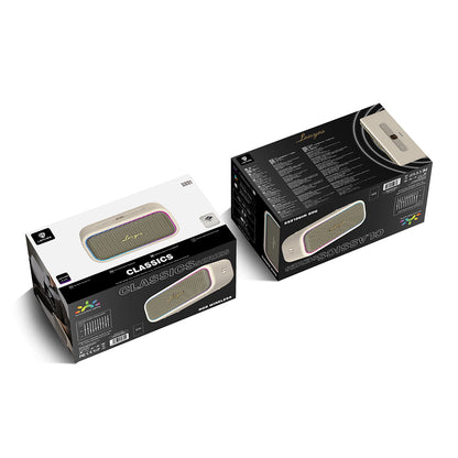 Lenyes S891 RGB Işıklı Taşınabilir Su Geçirmez OTG-TWS Bluetooth Hoparlör v5.3 80W Bej