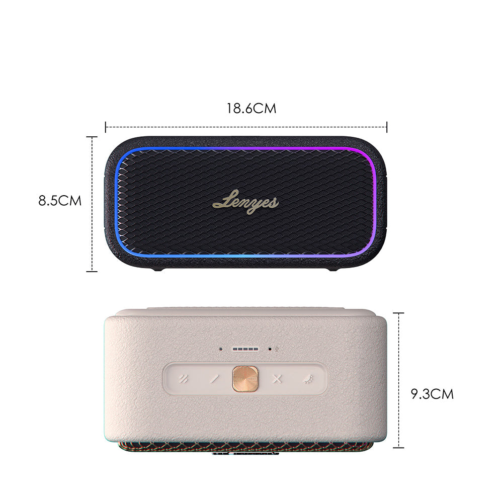 Lenyes S891 RGB Işıklı Taşınabilir Su Geçirmez OTG-TWS Bluetooth Hoparlör v5.3 80W Bej