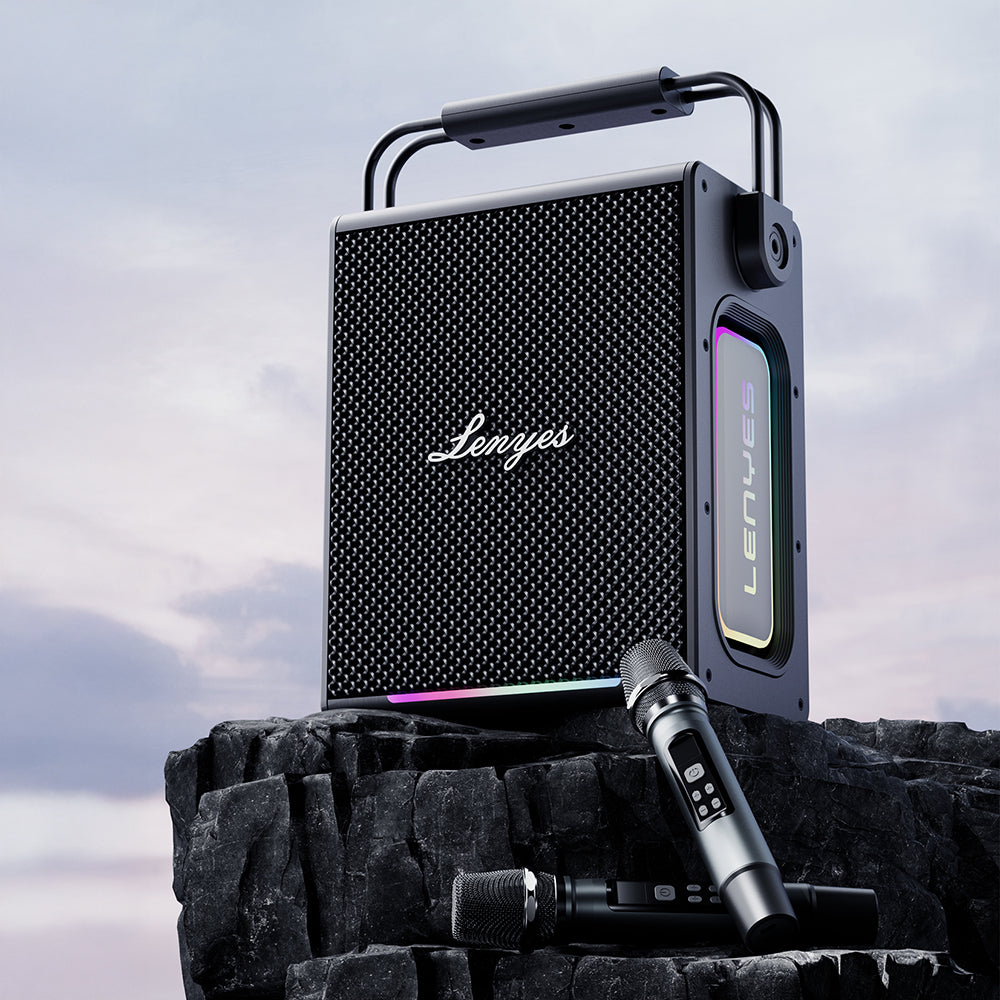 Lenyes Titan 1 Serisi RGB Işıklı Çift Mikrofonlu Bluetooth Speaker Hoparlör v5.3 5000mAh Siyah