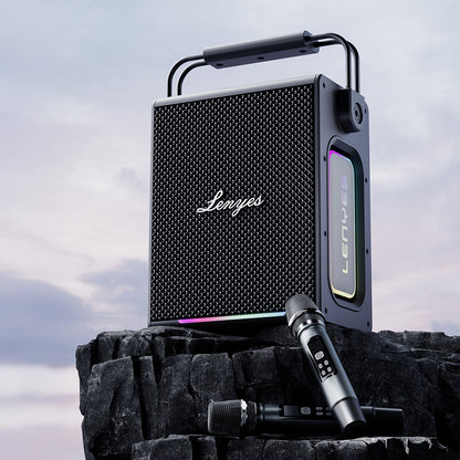 Lenyes Titan 1 Serisi RGB Işıklı Çift Mikrofonlu Bluetooth Speaker Hoparlör v5.3 5000mAh Siyah