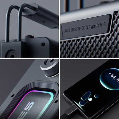 Lenyes Titan 1 Serisi RGB Işıklı Çift Mikrofonlu Bluetooth Speaker Hoparlör v5.3 5000mAh Siyah