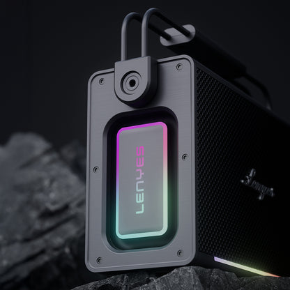 Lenyes Titan 2 Serisi RGB Işıklı Çİft Mikrofonlu Taşınabilir TWS Bluetooth Speaker Hoparlör v5.3 5000mAh Siyah