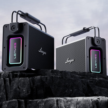 Lenyes Titan 2 Serisi RGB Işıklı Çİft Mikrofonlu Taşınabilir TWS Bluetooth Speaker Hoparlör v5.3 5000mAh Siyah
