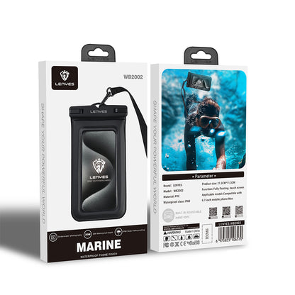 Lenyes WB2002 IP68 Sertifikalı Universal Su Geçirmez 6.7 inç Kılıf Siyah
