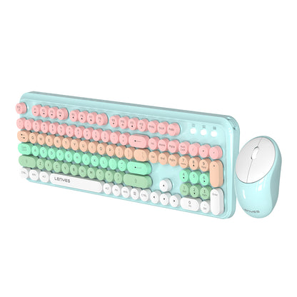 Lenyes WK103 Mekanik 2in1 2.4G Kablosuz Klavye ve 1600 DPI Mouse Seti Gri