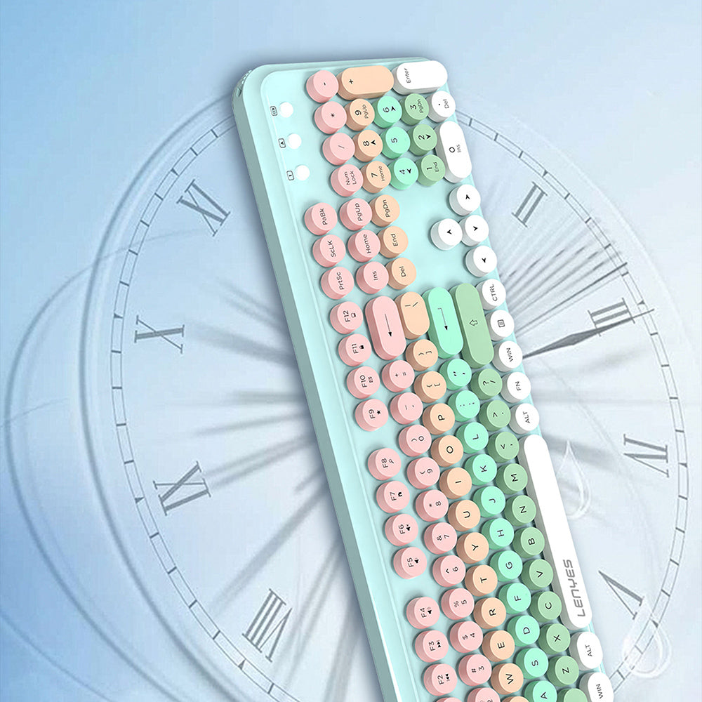 Lenyes WK103 Mekanik 2in1 2.4G Kablosuz Klavye ve 1600 DPI Mouse Seti Mavi