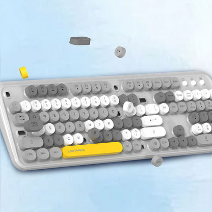 Lenyes WK103 Mekanik 2in1 2.4G Kablosuz Klavye ve 1600 DPI Mouse Seti Gri