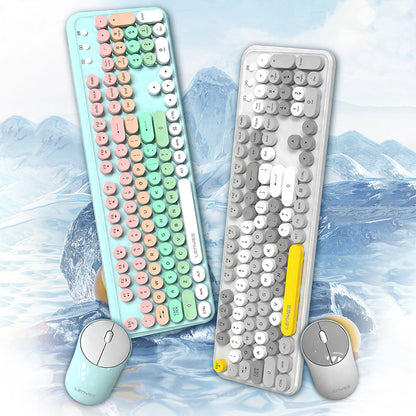 Lenyes WK103 Mekanik 2in1 2.4G Kablosuz Klavye ve 1600 DPI Mouse Seti Gri