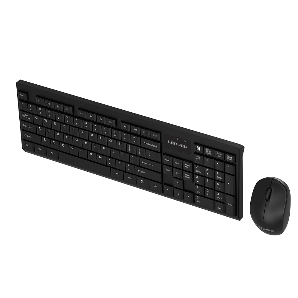 Lenyes WK105 Ergonomik 2in1 2.4G Kablosuz Klavye ve 1200 DPI Mouse Seti Siyah