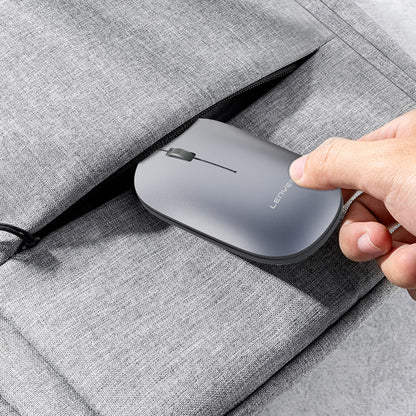 Lenyes WS103 Sessiz Buton Tasarımlı Ergonomik Çift Bluetooth Bağlantılı 2.4G Kablosuz Mouse 1200 DPI Gri