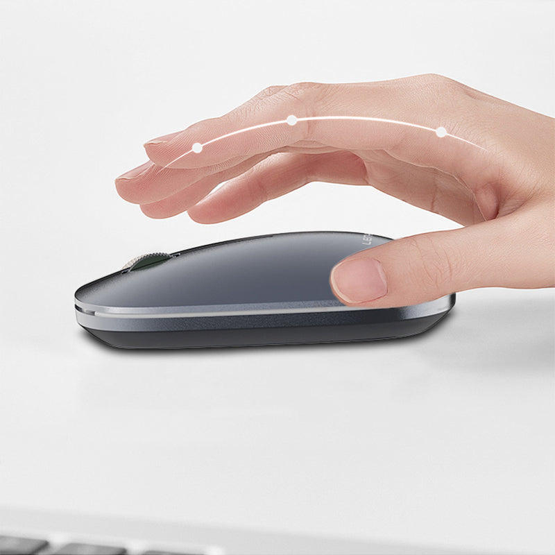 Lenyes WS103 Sessiz Buton Tasarımlı Ergonomik Çift Bluetooth Bağlantılı 2.4G Kablosuz Mouse 1200 DPI Gri