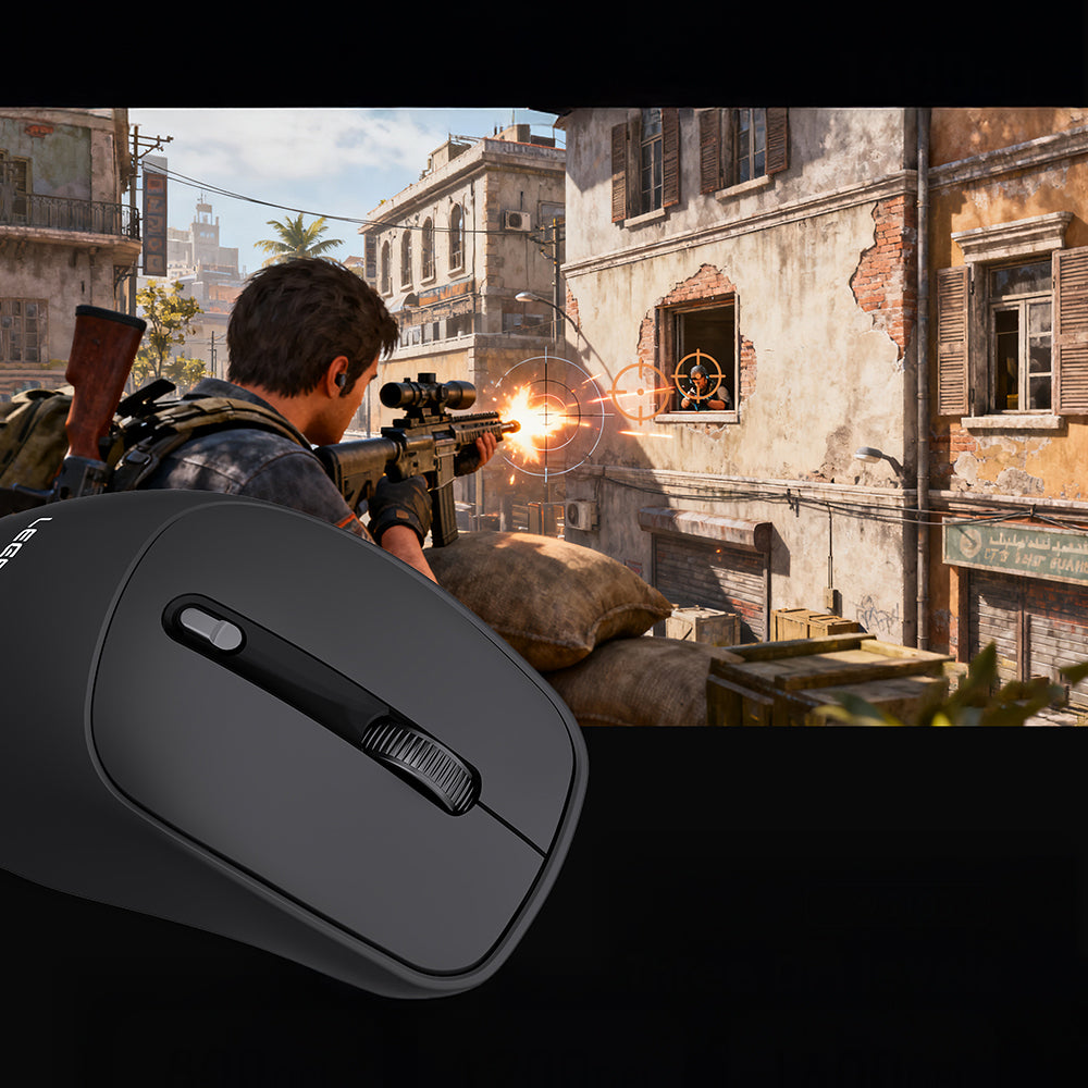 Lenyes WS105 Sessiz Buton Tasarımlı Ergonomik Çift Bluetooth Bağlantılı 2.4G Kablosuz Mouse 1600 DPI Siyah