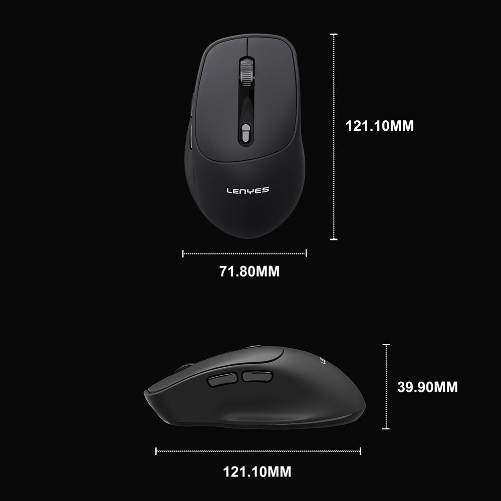 Lenyes WS105 Sessiz Buton Tasarımlı Ergonomik Çift Bluetooth Bağlantılı 2.4G Kablosuz Mouse 1600 DPI Siyah