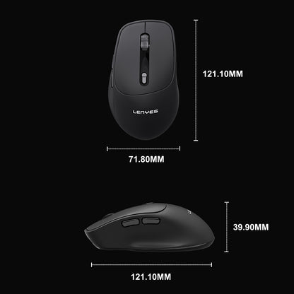 Lenyes WS105 Sessiz Buton Tasarımlı Ergonomik Çift Bluetooth Bağlantılı 2.4G Kablosuz Mouse 1600 DPI Siyah