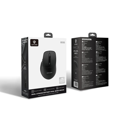 Lenyes WS105 Sessiz Buton Tasarımlı Ergonomik Çift Bluetooth Bağlantılı 2.4G Kablosuz Mouse 1600 DPI Siyah