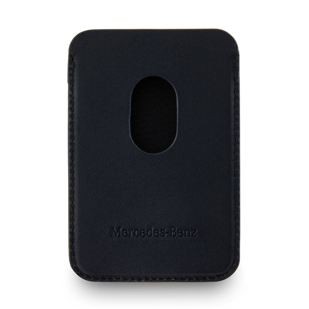 Mercedes Benz Orjinal Lisanslı 2 Hazneli Metal Logolu Deri Magnetik Kartlık Siyah