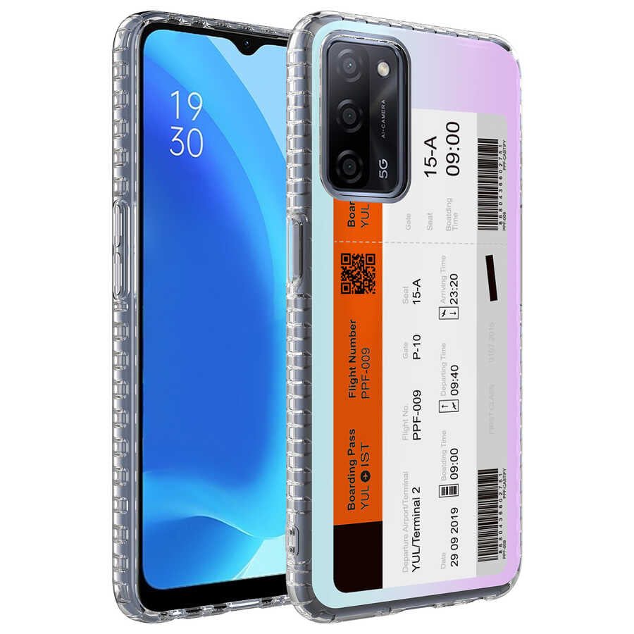 Oppo A54 4G Kılıf Airbag Kenarlı Renkli Desenli Silikon Zore Elegans Kapak