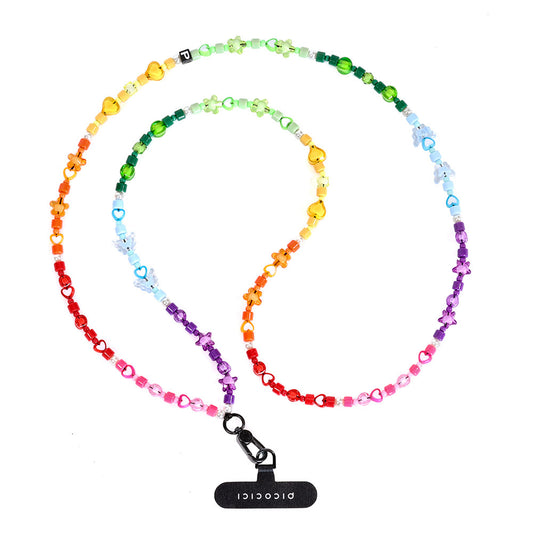 Picocici Renkli Taş Tasarımlı Rainbow Star Telefon Boyun Askı İpi Colorful