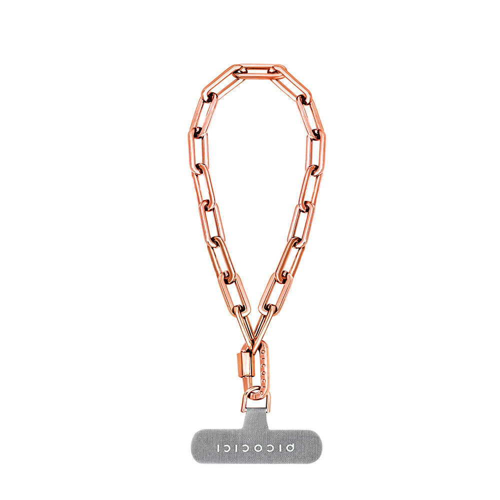 Picocici Siyah Taş Tasarımlı Üç Boyutlu Kelebek Telefon Bilek Askı Zinciri Rose Gold