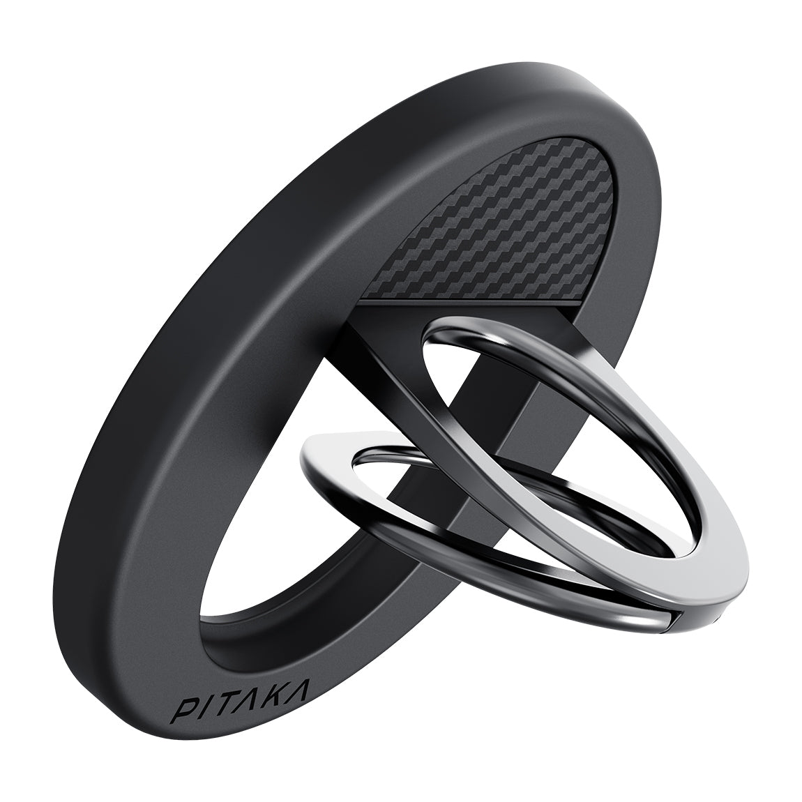 Pitaka 600D Aramid Fiber Classic Serisi Black-Grey Twill MagEZ Grip 3 Magnetik Ring Stand Telefon Tutucu Siyah-Gri