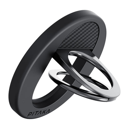 Pitaka 600D Aramid Fiber Classic Serisi Black-Grey Twill MagEZ Grip 3 Magnetik Ring Stand Telefon Tutucu Siyah-Gri