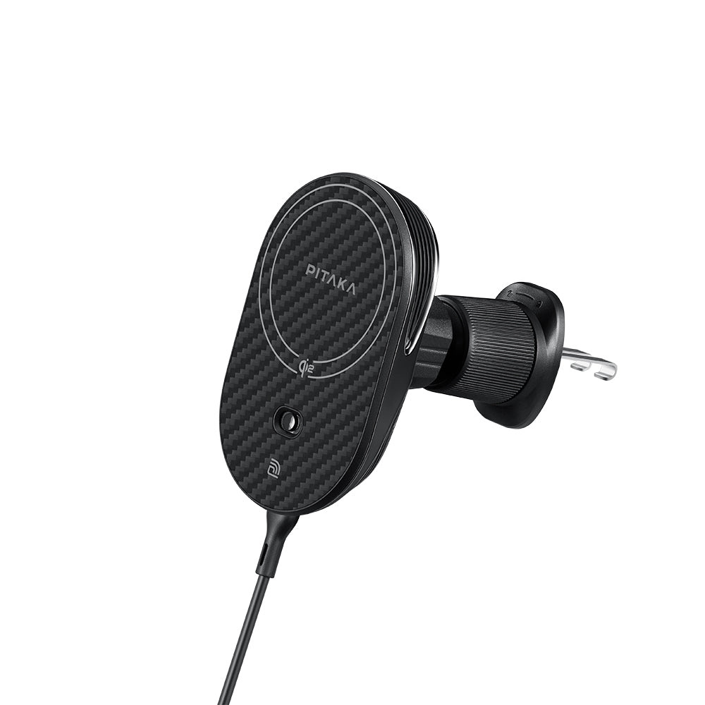 Pitaka MagEZ Pro 2 M-safe Şarj Özellikli Qi2 Aramid Fiber Araç Telefon Tutucu Siyah