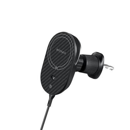 Pitaka MagEZ Pro 2 M-safe Şarj Özellikli Qi2 Aramid Fiber Araç Telefon Tutucu Siyah