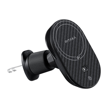 Pitaka MagEZ Pro 2 M-safe Şarj Özellikli Qi2 Aramid Fiber Araç Telefon Tutucu Siyah