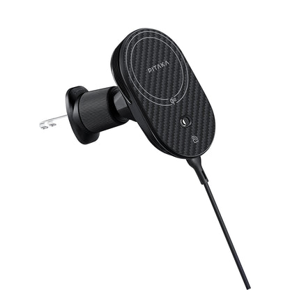 Pitaka MagEZ Pro 2 M-safe Şarj Özellikli Qi2 Aramid Fiber Araç Telefon Tutucu Siyah
