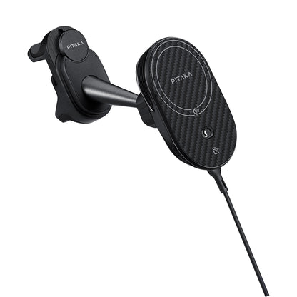 Pitaka MagEZ Pro 2 M-safe Şarj Özellikli Qi2 Aramid Fiber Araç Telefon Tutucu Siyah