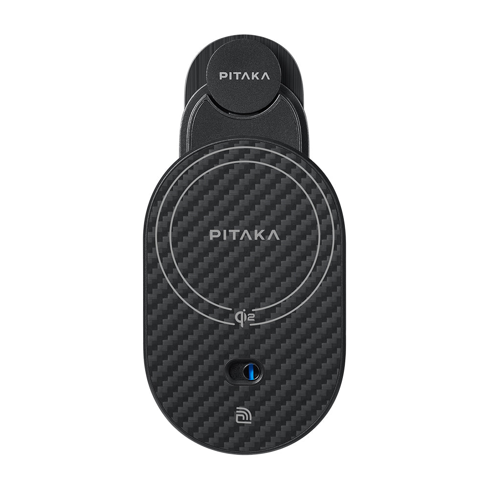 Pitaka MagEZ Pro 2 M-safe Şarj Özellikli Qi2 Aramid Fiber Araç Telefon Tutucu Siyah