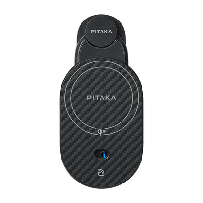 Pitaka MagEZ Pro 2 M-safe Şarj Özellikli Qi2 Aramid Fiber Araç Telefon Tutucu Siyah