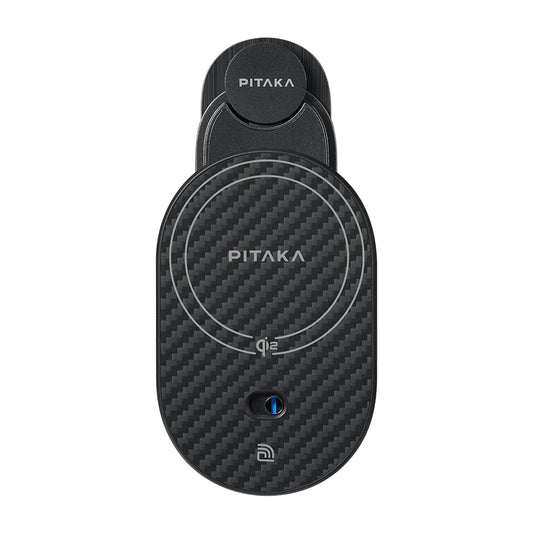 Pitaka MagEZ Pro 2 M-safe Şarj Özellikli Qi2 Aramid Fiber Araç Telefon Tutucu Siyah