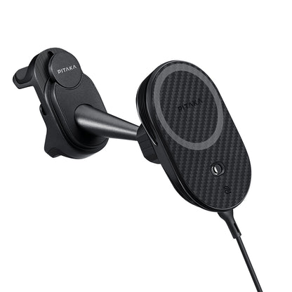 Pitaka MagEZ Pro 2 M-safe Şarj Özellikli Qi2 Tesla Model Y ve Model 3 Uyumlu Aramid Fiber Araç Telefon Tutucu Siyah