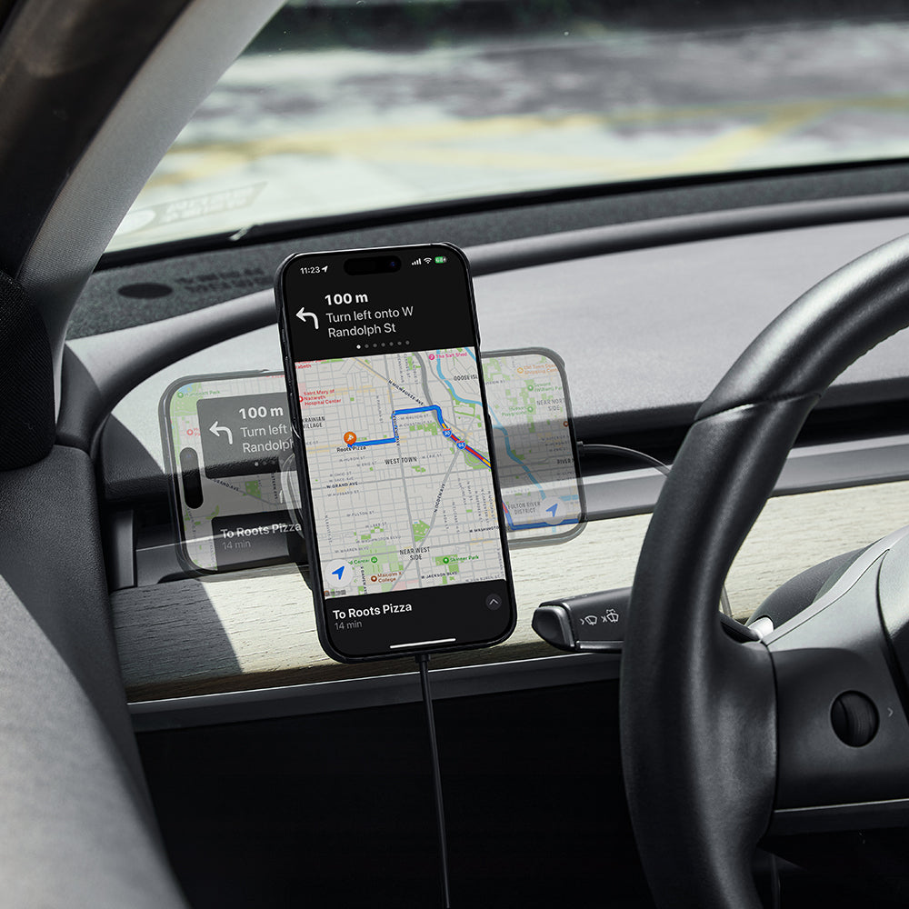 Pitaka MagEZ Pro 2 M-safe Şarj Özellikli Qi2 Tesla Model Y ve Model 3 Uyumlu Aramid Fiber Araç Telefon Tutucu Siyah