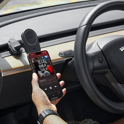 Pitaka MagEZ Pro 2 M-safe Şarj Özellikli Qi2 Tesla Model Y ve Model 3 Uyumlu Aramid Fiber Araç Telefon Tutucu Siyah