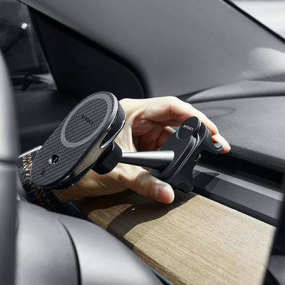 Pitaka MagEZ Pro 2 M-safe Şarj Özellikli Qi2 Tesla Model Y ve Model 3 Uyumlu Aramid Fiber Araç Telefon Tutucu Siyah