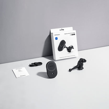 Pitaka MagEZ Pro 2 M-safe Şarj Özellikli Qi2 Tesla Model Y ve Model 3 Uyumlu Aramid Fiber Araç Telefon Tutucu Siyah