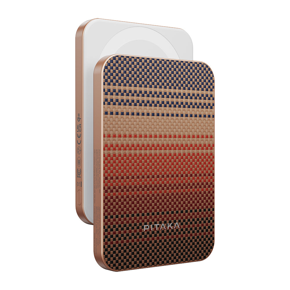 Pitaka Tactile Woven Qi2 Şarj Teknolojili Aramid Fiber M-Safe Powerbank 15W 5000mAh Kahverengi