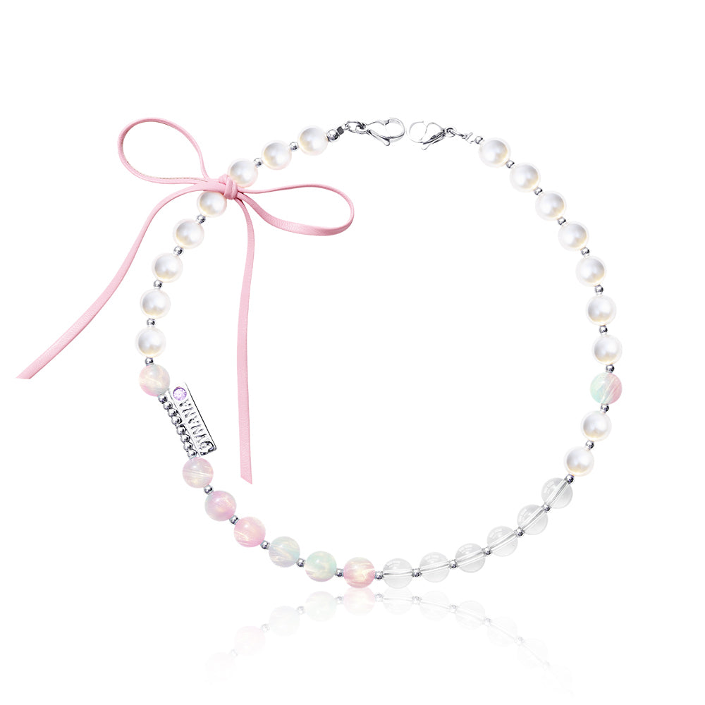 Pynana Charm Serisi 2 in 1 İnci Taşlı Telefon Boyun Askı İpi Pembe-Yeşil