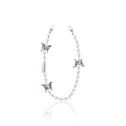 Pynana Gauzy Dream Serisi Çok Fonksiyonlu İnci Taşlı Telefon Boyun Askı İpi Beyaz