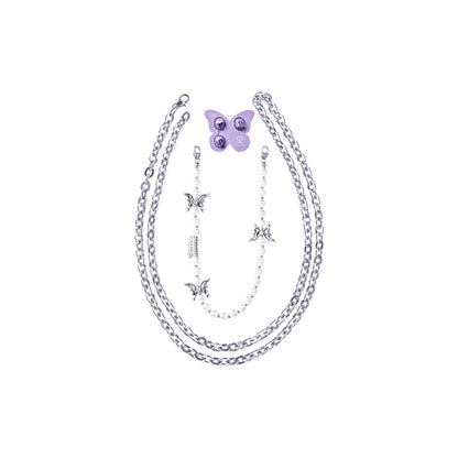 Pynana Gauzy Dream Serisi Çok Fonksiyonlu İnci Taşlı Telefon Boyun Askı İpi Beyaz