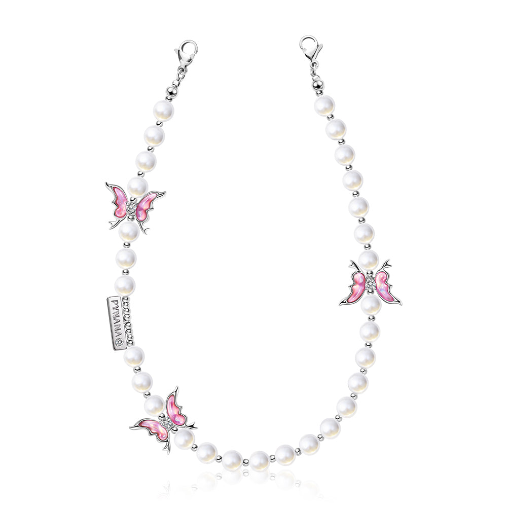 Pynana Gauzy Dream Serisi Çok Fonksiyonlu İnci Taşlı Telefon Boyun Askı İpi Beyaz