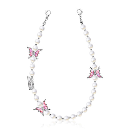 Pynana Gauzy Dream Serisi Çok Fonksiyonlu İnci Taşlı Telefon Boyun Askı İpi Beyaz