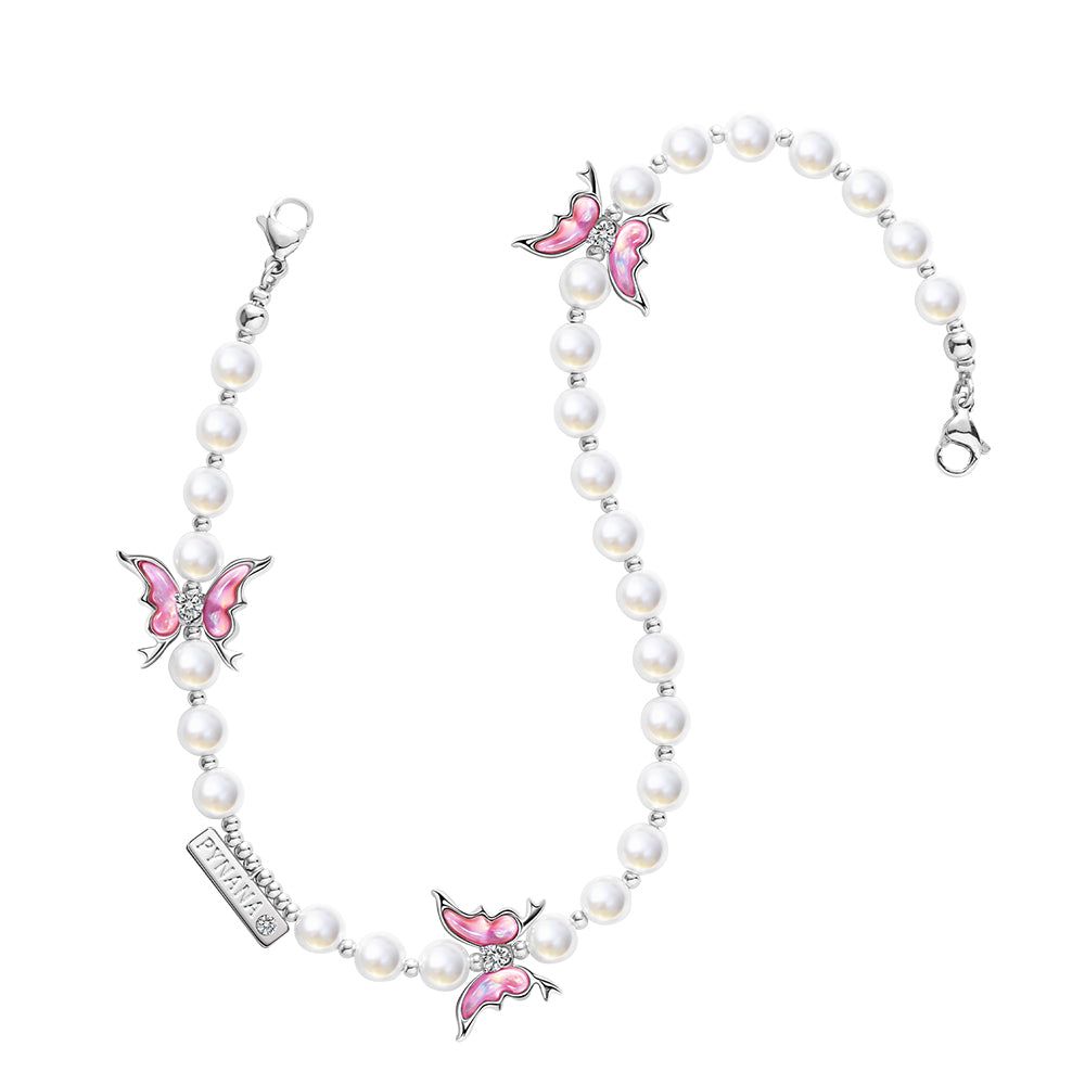 Pynana Gauzy Dream Serisi Çok Fonksiyonlu İnci Taşlı Telefon Boyun Askı İpi Beyaz