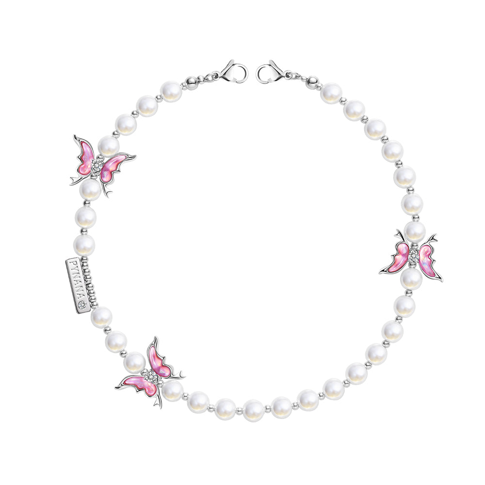 Pynana Gauzy Dream Serisi Çok Fonksiyonlu İnci Taşlı Telefon Boyun Askı İpi Beyaz