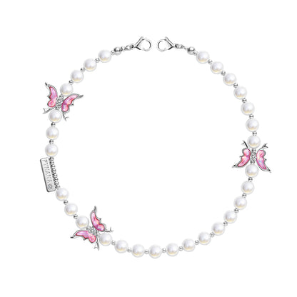 Pynana Gauzy Dream Serisi Çok Fonksiyonlu İnci Taşlı Telefon Boyun Askı İpi Pembe