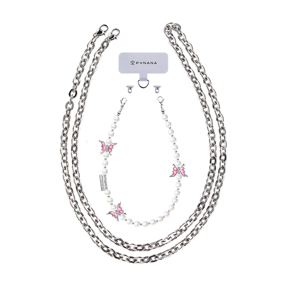 Pynana Gauzy Dream Serisi Çok Fonksiyonlu İnci Taşlı Telefon Boyun Askı İpi Beyaz