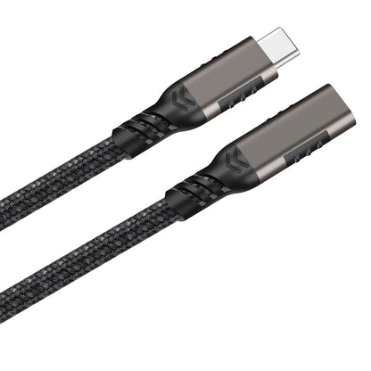 Qgeem Extension USB3.2 Type-C PD Uzatma Kablosu 100W 20Gbps 4K@60Hz 0.5 Metre Siyah
